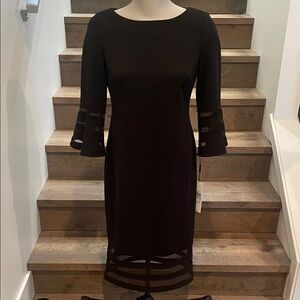 Calvin Klein Black Sheath Dress with Mesh Inserts